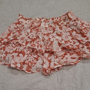 American Eagle Outfitters Orange and White Skorts with Elastic Waistband